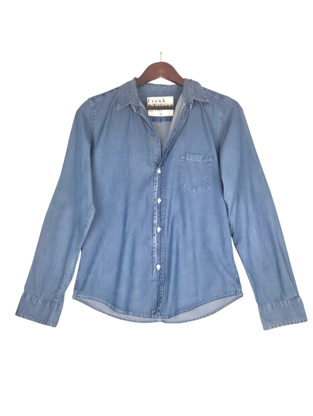 Frank & Eileen Barry Blue 100% Cotton Button Down Shirt Minimalist Size Small